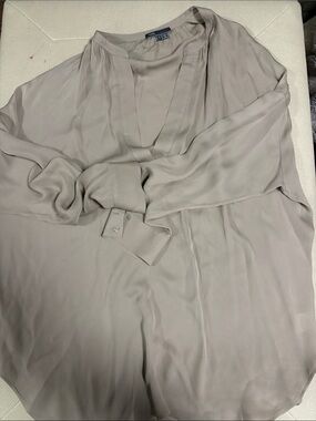 Vince Soft Taupe Silk Blouse